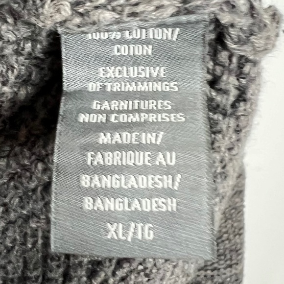 Grey 100% cotton shawl collar knit pullover grandpa sweater XL - Picture 9 of 9